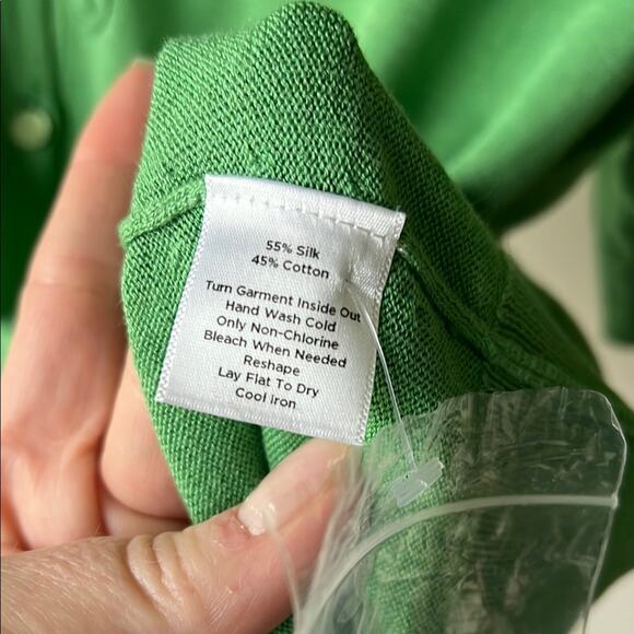 NWT Talbots Silk/Cotton Green Embroidered Cardigan - size 1X - Picture 10 of 13